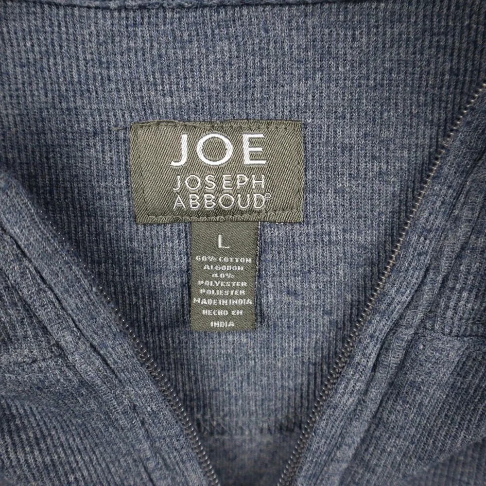 Joe Joseph Abboud 1/4 Zip Pullover Mens L Blue Heather Mock Neck Sweater
